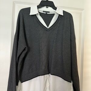 Gray V-Neck Sweater by Adrienne pappelle